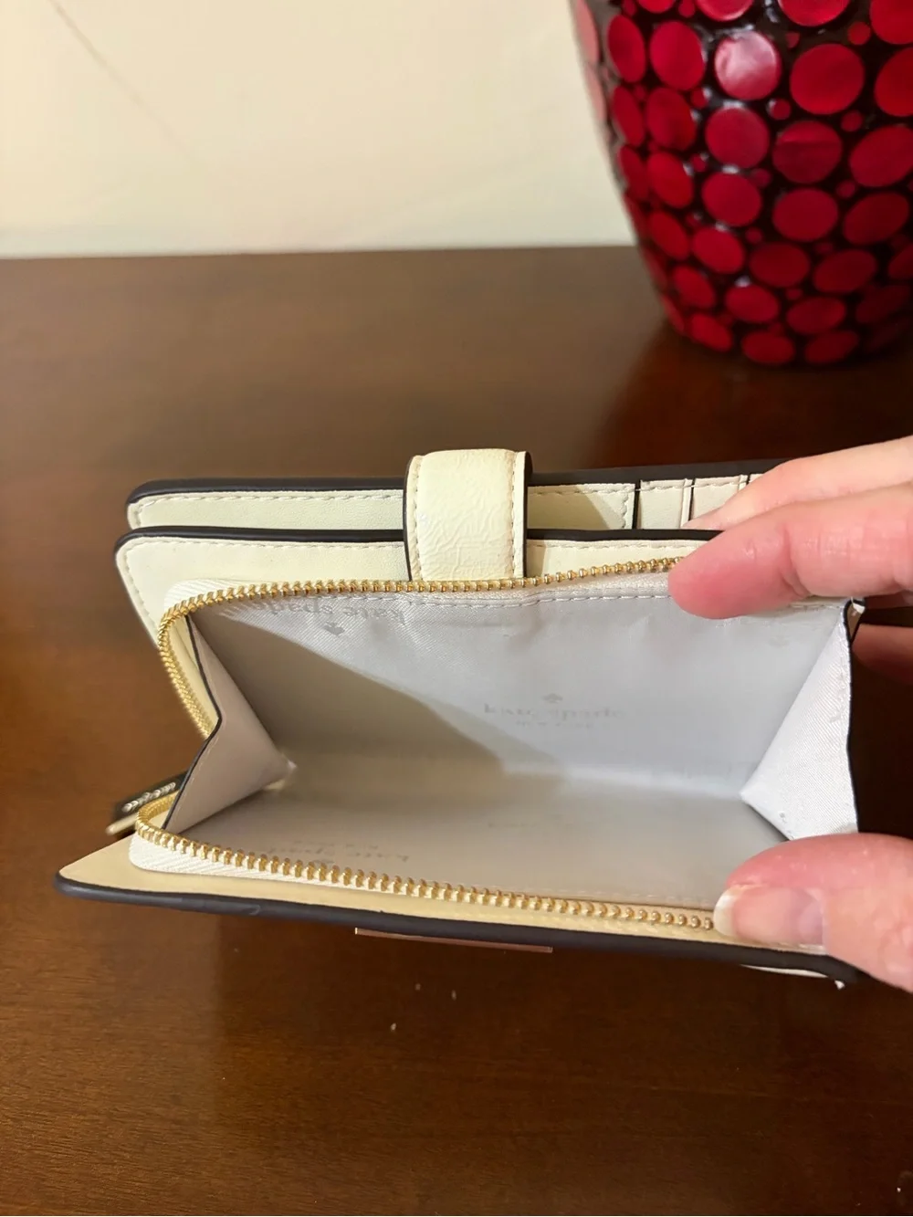 kate spade Meringue Bridget Crinkle Patent Medium Compact Bifold Wallet